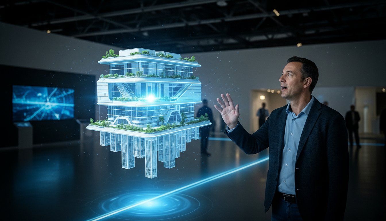 ３dパースに驚く男性